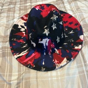 Black with multiple colors brim hat with embellishment